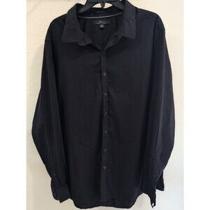 Marc Anthony Mens Black Slim Fit Button Up Long Sleeve Shirt XXL